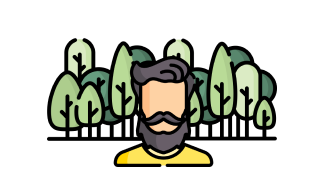 Ilustración silueta hombre con bosque de fondo